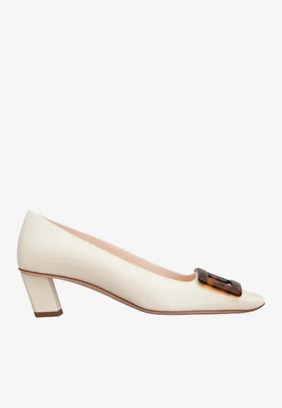 Roger Vivier Belle Vivier 45 Pumps In Calf Leather In White