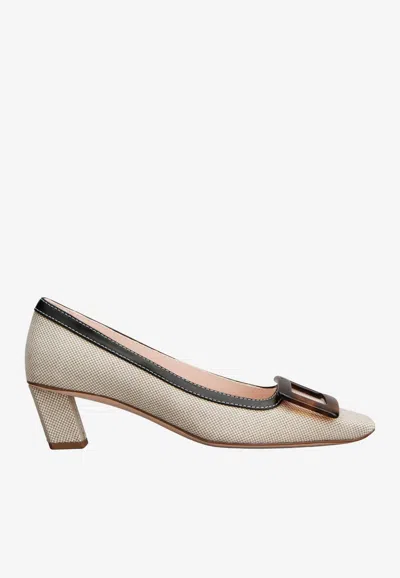 Roger Vivier Belle Vivier Décolleté In Canvas In Neutral