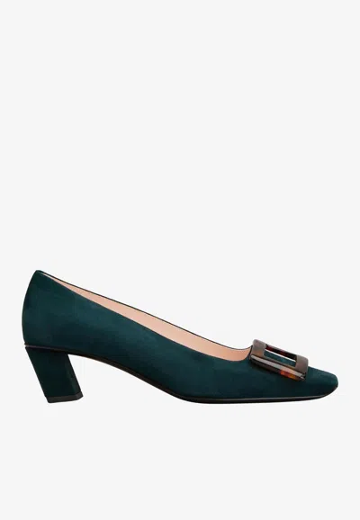 Roger Vivier Belle Vivier 45 Pumps In Suede In Green