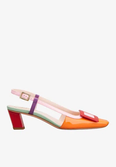 Roger Vivier Belle Vivier 45 Color-block Patent-leather Slingback Pumps In Multi