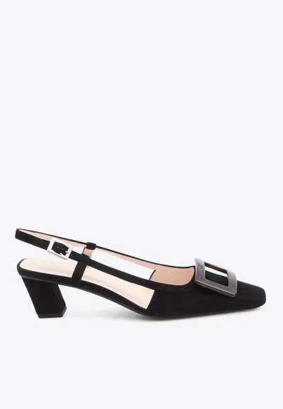 Roger Vivier Belle Vivier 45 Slingback Pumps In Suede In Black