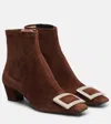 Roger Vivier Belle Vivier 45 Suede Ankle Boots In Brown