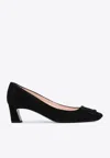 Roger Vivier 70mm Buckle-embellished Suede Pumps In Black