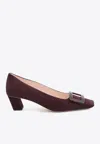 Roger Vivier Beautiful Vivier Suede Pumps In Burgundy