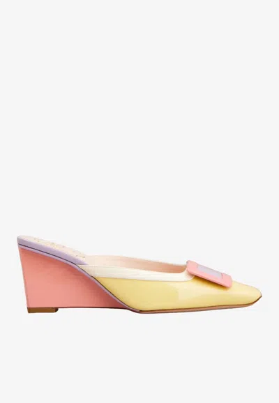 Roger Vivier Belle Vivier 60 Wedge Mules In Patent Leather In Multi