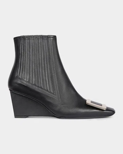 Roger Vivier Belle Vivier 60mm Leather Wedge-heel Ankle Boots In Black