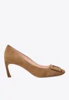 Roger Vivier Belle Vivier 70 Suede Pumps In Sand
