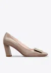 Roger Vivier Patent Leather Belle Vivier Pumps 75 In Beige