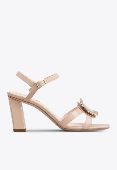 Roger Vivier Belle Vivier 75 Logo-buckle Leather Sandals In Pink