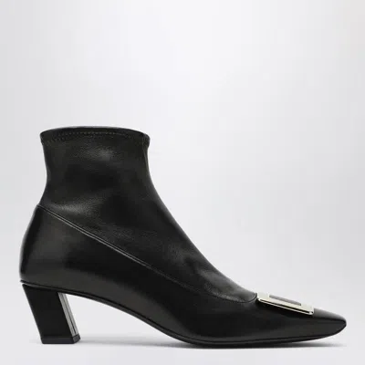 Roger Vivier Leather Stretch Belle Vivier Ankle Boots 45 In Black