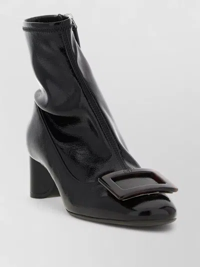 Roger Vivier Belle Vivier Ankle Boots Buckle Block Heel In Black