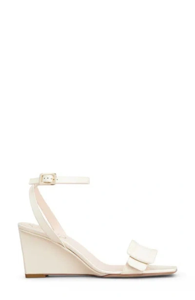 Roger Vivier Belle Vivier 60 Metallic Leather Wedge Sandals In White