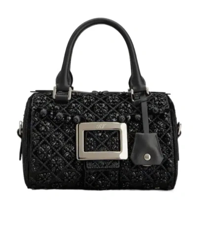 Roger Vivier Belle Vivier Bag In Velvet In Black