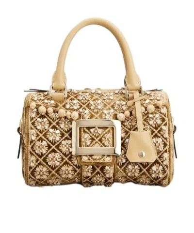 Roger Vivier Belle Vivier Bag In Velvet In Sand