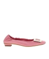 Roger Vivier Belle Pointed Ruched Leather Ballerina Flats In Pink