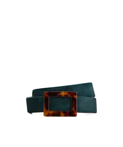 Roger Vivier Belle Vivier Belt In Suede In Blue
