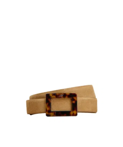 Roger Vivier Belle Vivier Belt In Suede In Sand