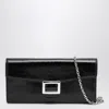 Roger Vivier Belle Vivier Black Patent Leather Wallet With Chain In Black