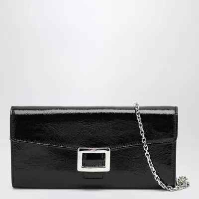 Roger Vivier Belle Vivier Black Patent Leather Wallet With Chain
