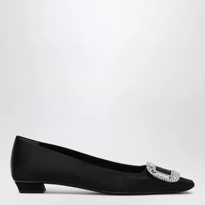 Roger Vivier Belle Vivier Black Satin Ballerina