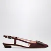 Roger Vivier Belle Vivier Bordeaux Suede Slingback Flats In Brown