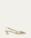 Roger Vivier Belle Vivier Braided Metallic Leather Buckle Slingback Pumps In Silver