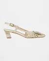 Roger Vivier Belle Vivier Braided Metallic Leather Buckle Slingback Pumps