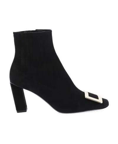 Roger Vivier Belle Vivier Buckle Chelsea Ankle Boots In Black