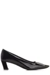 Roger Vivier Black Calfskin Pumps With Buckle And Wide Heel In Nero
