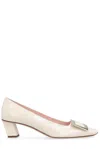 Roger Vivier Belle Vivier 45 Mother-of-pearl Buckle Pumps In Leather In Pink