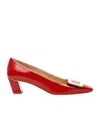 Roger Vivier Belle Vivier Patent Leather Buckle Pumps In Red