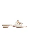Roger Vivier Belle Vivier Metal Buckle Mules In Patent Leather In White