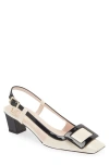 Roger Vivier Belle Vivier Covered Buckle Slingback Pumps In Patent Leather In Cire/nero