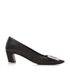 Roger Vivier Black Calfskin Pumps With Buckle And Wide Heel In Black