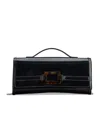 Roger Vivier Belle Vivier Shiny Leather Clutch In Black