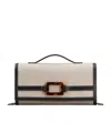 Roger Vivier Belle Vivier Clutch In Canvas In Brown