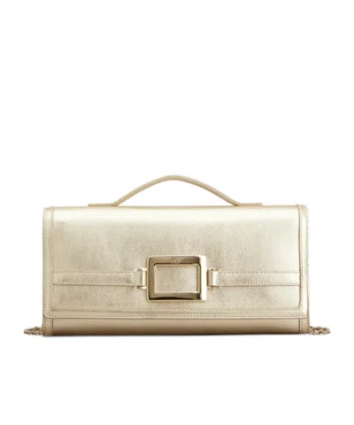 Roger Vivier Belle Vivier Clutch In Leather In Gold