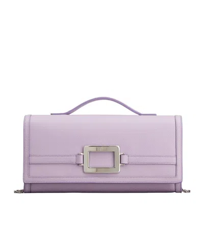 Roger Vivier Belle Vivier Clutch In Leather In Purple