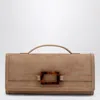 Roger Vivier Belle Vivier Clutch In Suede In Brown
