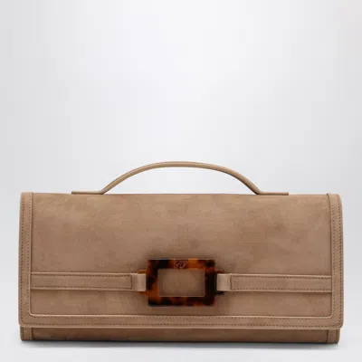 Roger Vivier Belle Vivier Clutch In Suede In Brown