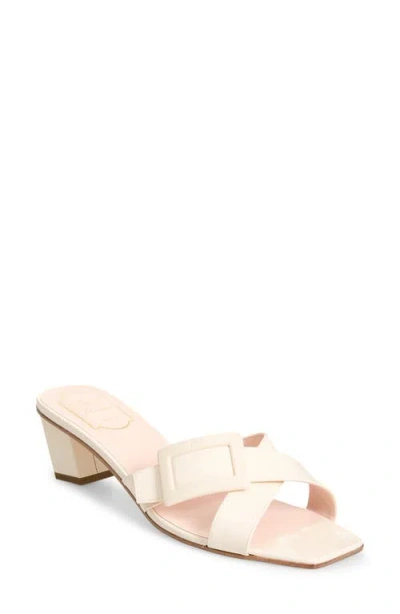 Roger Vivier Belle Vivier Crisscross Strap Block Heel Sandal In Neutral