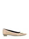 Roger Vivier Belle Vivier Square Button Flat Sole Shoes In Neutral