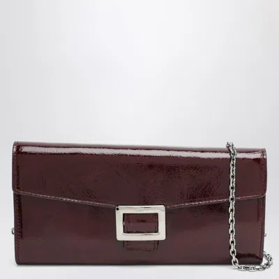 Roger Vivier Belle Vivier Dark Violet Patent Leather Wallet With Chain