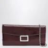 Roger Vivier Belle Vivier Dark Violet Patent Wallet With Chain In Burgundy