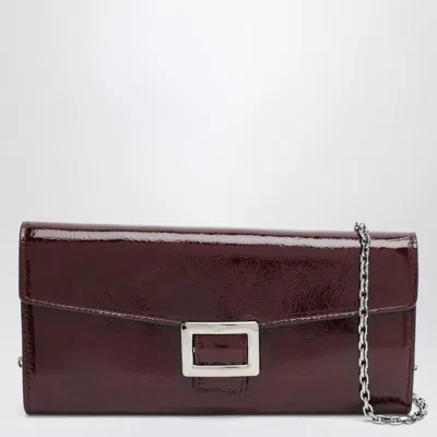 Roger Vivier Belle Vivier Dark Violet Patent Wallet With Chain In Burgundy