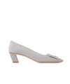 Roger Vivier 45mm Belle Vivier Suede Pumps In Gray