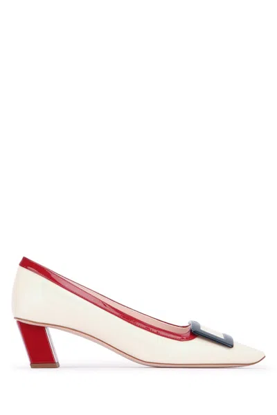 Roger Vivier Fabric Buc Dec 45 Block Heel Pumps In White