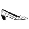 Roger Vivier Belle Vivier Graphic Grid Pumps In White Leather In White