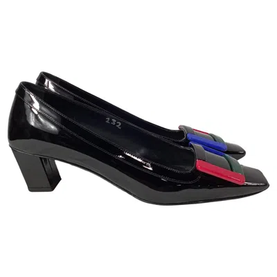 Roger Vivier Belle Vivier Graphic Pumps In Black Patent Leather