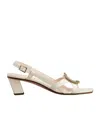 Roger Vivier Belle Vivier 75 Metal Buckle Sandals In Nappa Leather In Nude